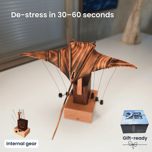 AquaGaze™ Handcrafted  Wooden Manta Ray Automaton