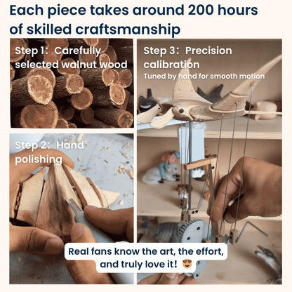 AquaGaze™ Handcrafted  Wooden Manta Ray Automaton