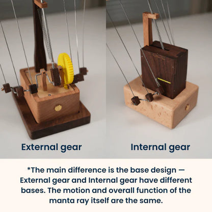 AquaGaze™ Handcrafted  Wooden Manta Ray Automaton
